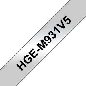 Tape 24mm High Grade Labelling Black On Silver 8m 5 Pack (hgm931v5)