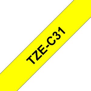 Tape 12mm Lami Black On Yellow Fluorescent (tze-c31)