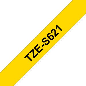 Tape 9mm Black On Yellow Strong Adhesive (tze-s621)