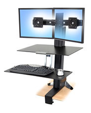 Workfit-s Sit-stand Workstation For Dual Displays (black And Polished Aluminum) (33-349-200)
