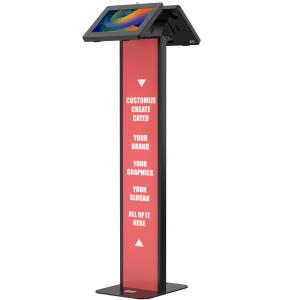 Premium Dual Enclosure Locking Floor Stand Kiosk W/graphic Black