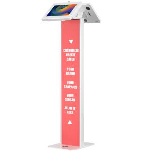 Premium Dual Enclosure Locking Floor Stand Kiosk W/graphic White